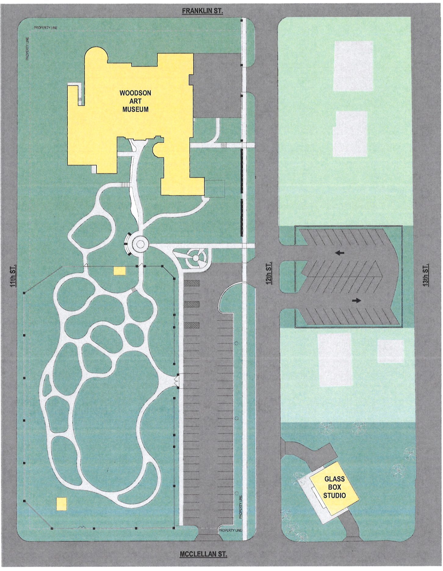 A map showing the Glass Box Studio's future location in relation to the Museum