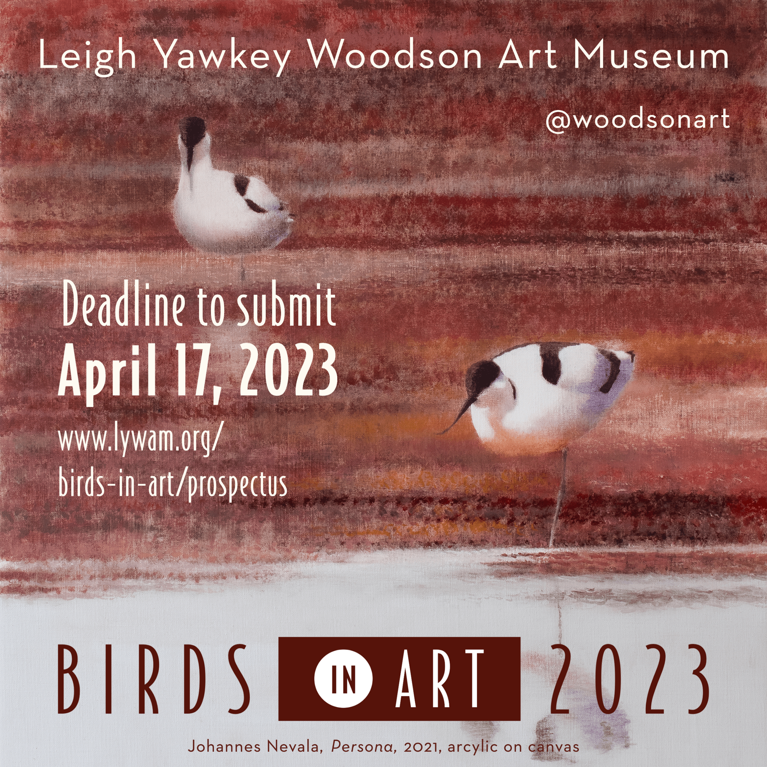 leigh yawkey woodosn art museum deadline to submbit april 17 2023 birds in art 2023 image of painting of two bird in water
