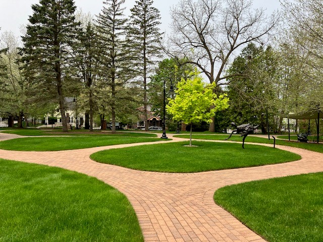 This photo shows the Museum's beautiful Margaret Woodson Fisher Sculpture Garden