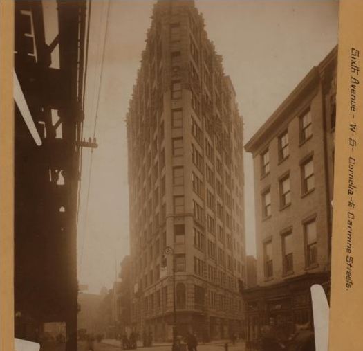 An old photograph of a New York street scene set at 2 Cornelia Street.