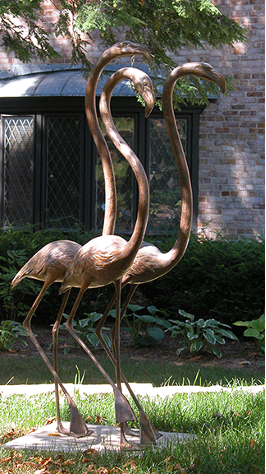 Robert Refvem In the Pink sculpture of flamingos 