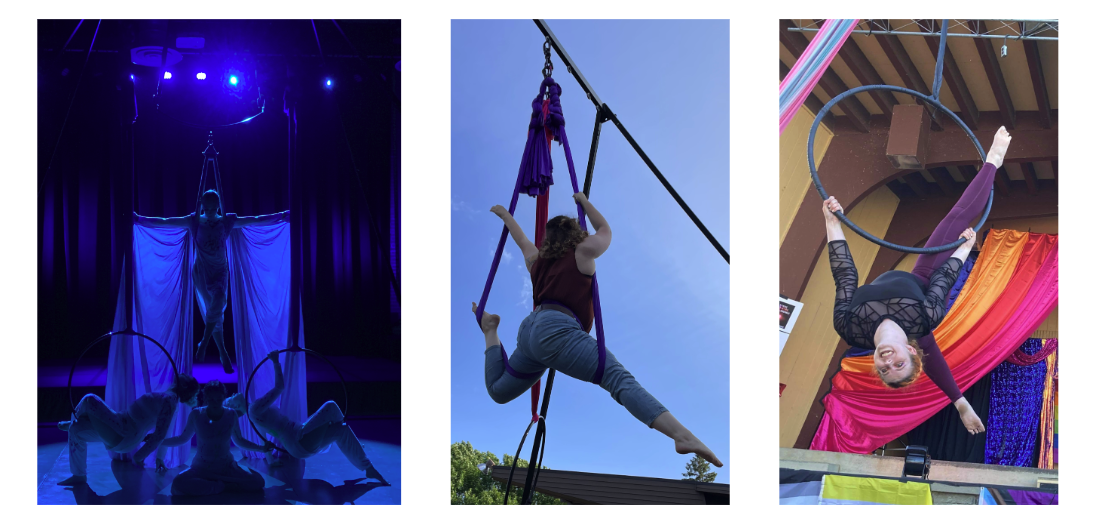 Emily Fritz performing aerial arts with Croi Croga Yoga and Aerial Arts Studio in Stevens Point, WI.