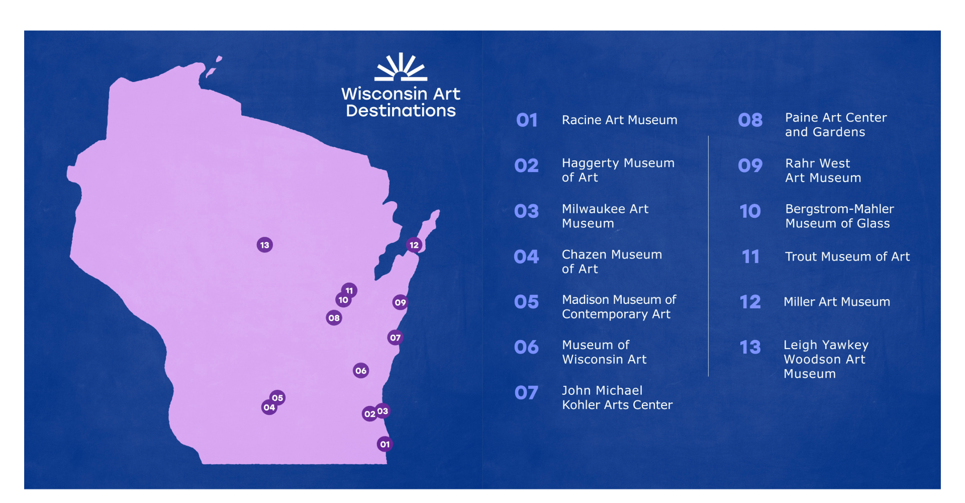 Wisconsin Art Destinations map
