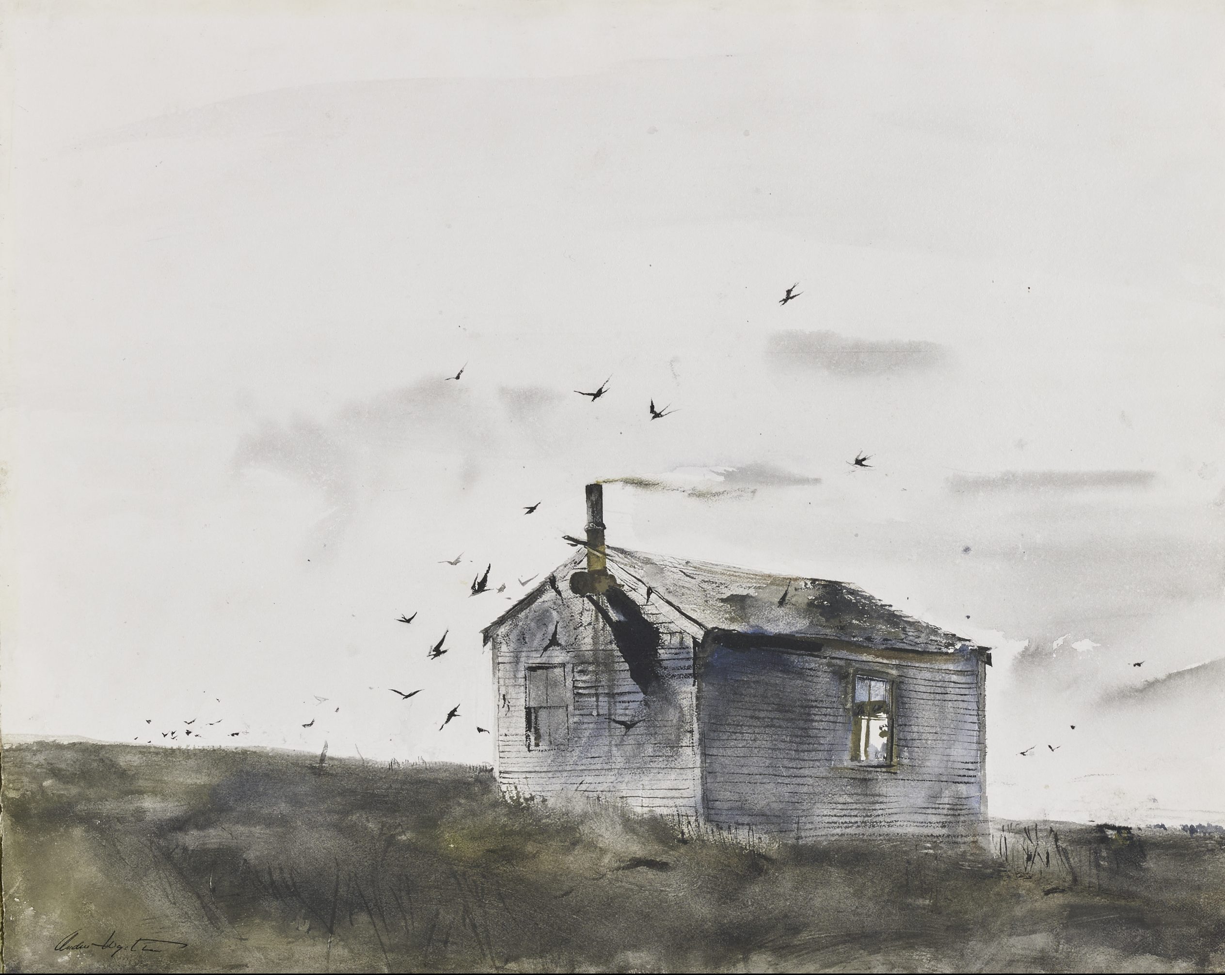 Andrew Wyeth, Bert’s Cabin, 1949, watercolor and ink on paper