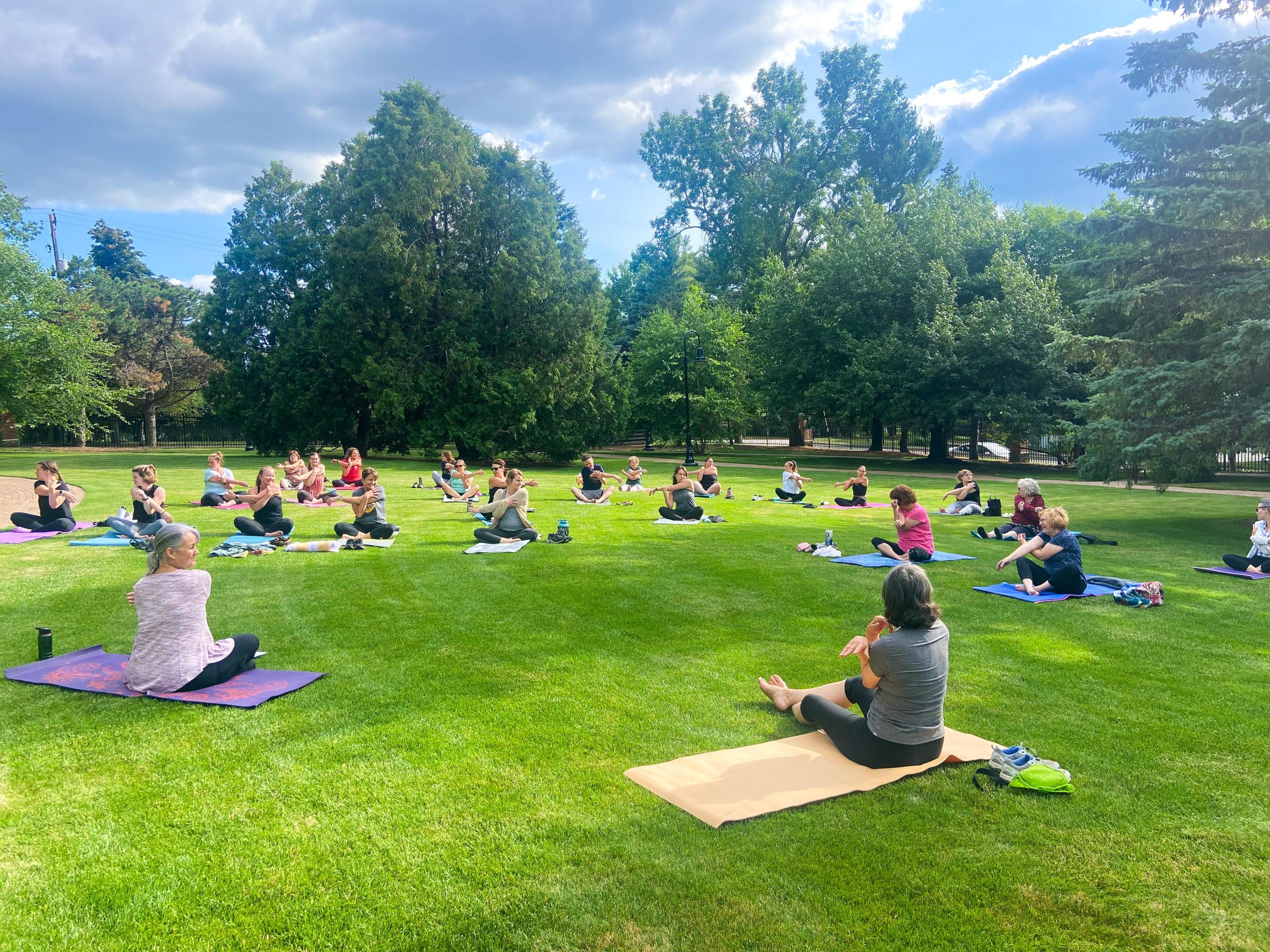 A Photo of the Sculpture Garden Yoga participants from July 2023 