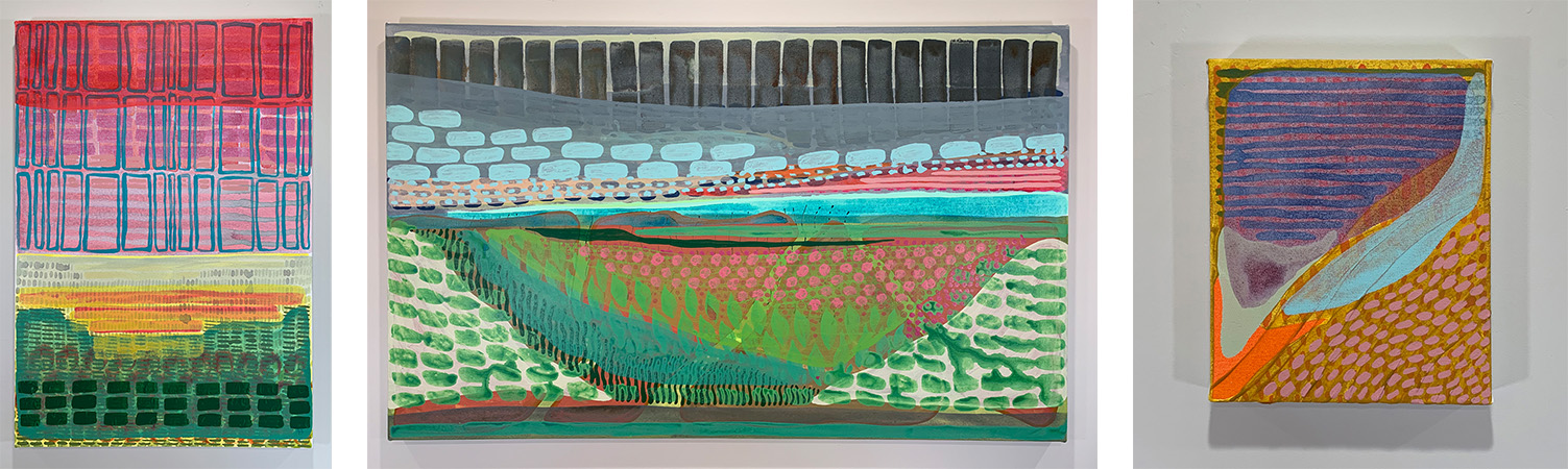 Three abstract paintings