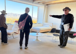 Inside Georgia O'Keeffe's studio, looking out a window.