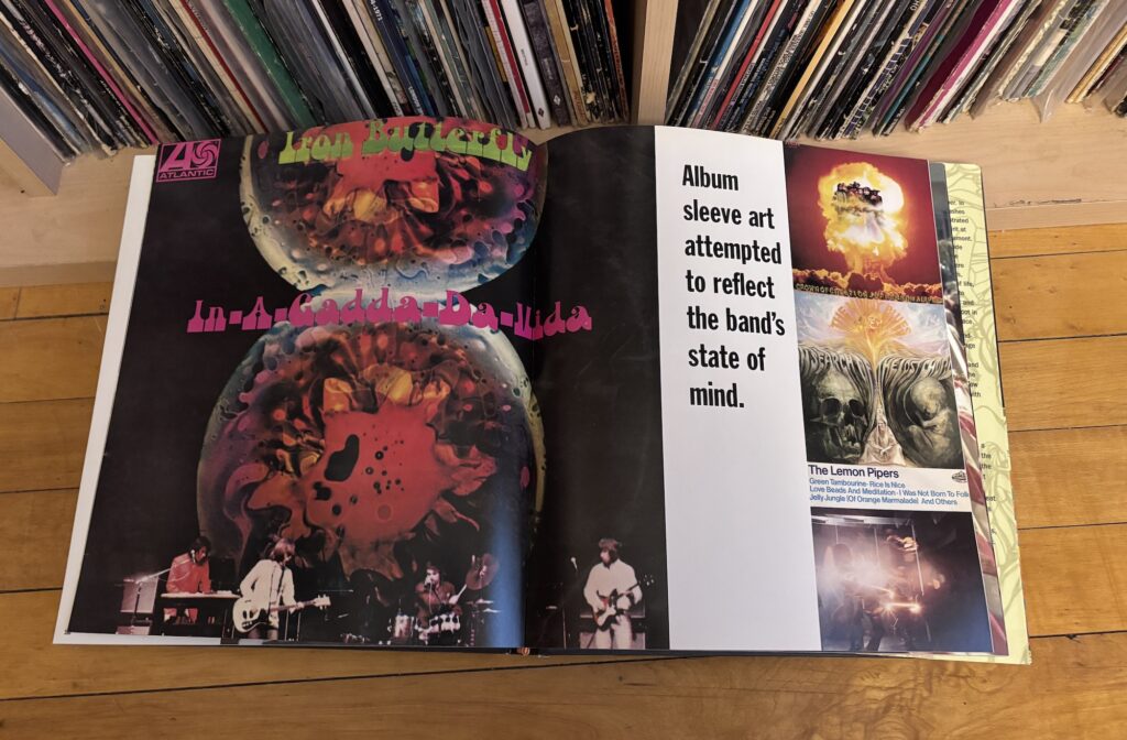 Spread from Hippie, a book about 1960s counterculture, discussing the importance of album cover art.