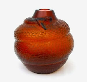 René Lalique, Serpent Vase, ca. 1925, glass, Museum purchase with funds provided by John and Alice Woodson Forester